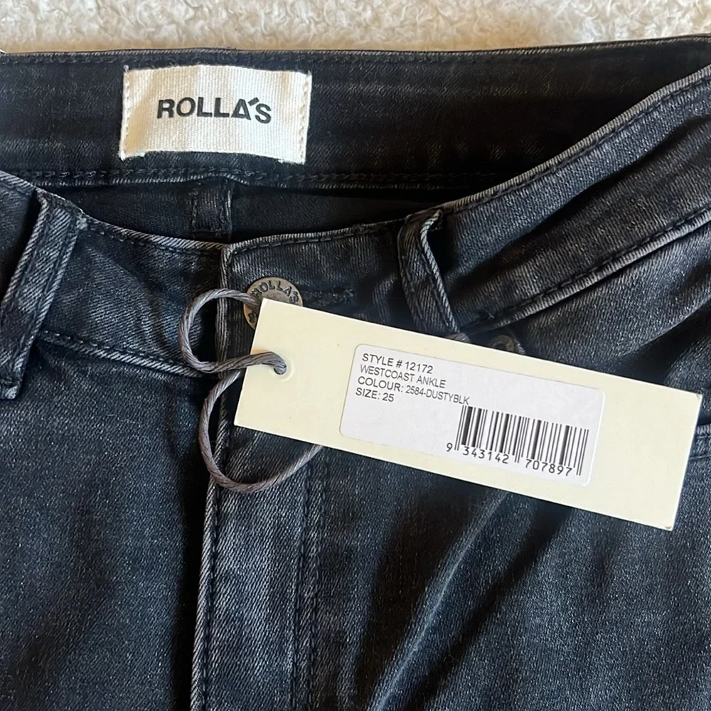 Rolla’s Westcoast Ankle‎ Mid Rise Skinny Jeans Dusty Black Size 25 NWT